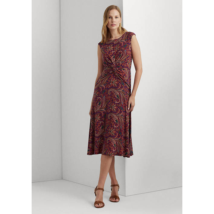 Women's 'Paisley Twist-Front' Midi Dress