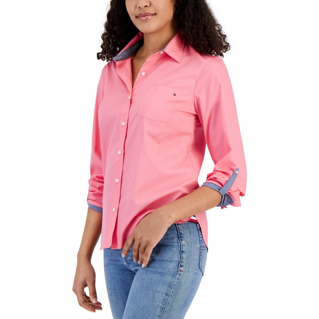 Chemise 'Cotton Roll-Tab Button-Up' pour Femmes