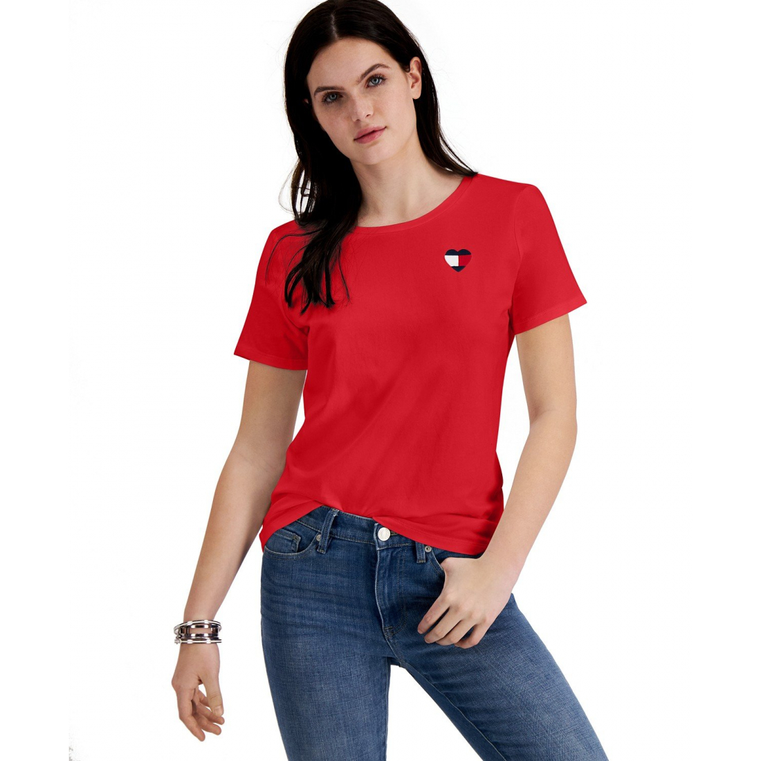T-shirt 'Embroidered Heart-Logo' pour Femmes