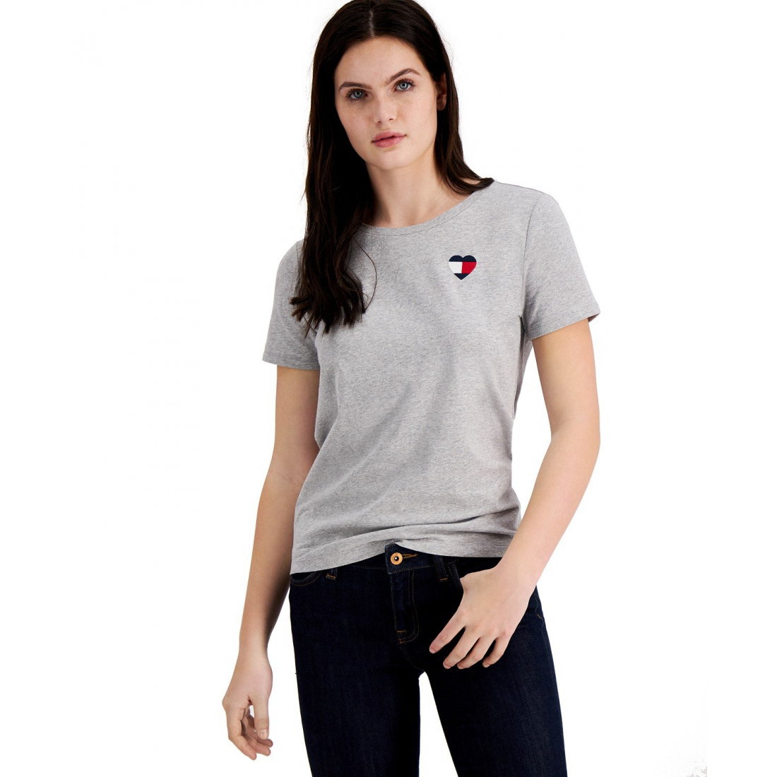 'Embroidered Heart-Logo' T-Shirt für Damen