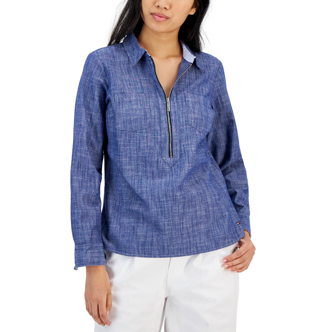 'Half-Zip Roll-Tab Shirt' pour Femmes