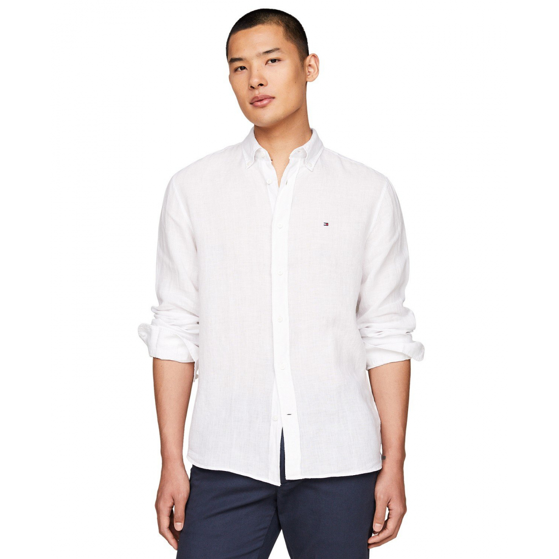 'Pigment-Dyed Linen Button-Down Long Sleeve Shirt' pour Hommes