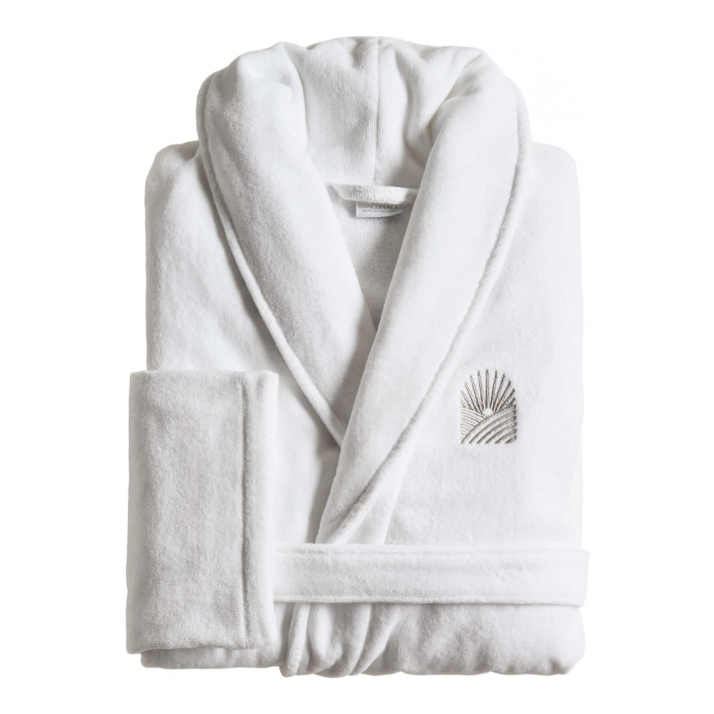 SOFT Shawl collar bathrobe, White/Oyster