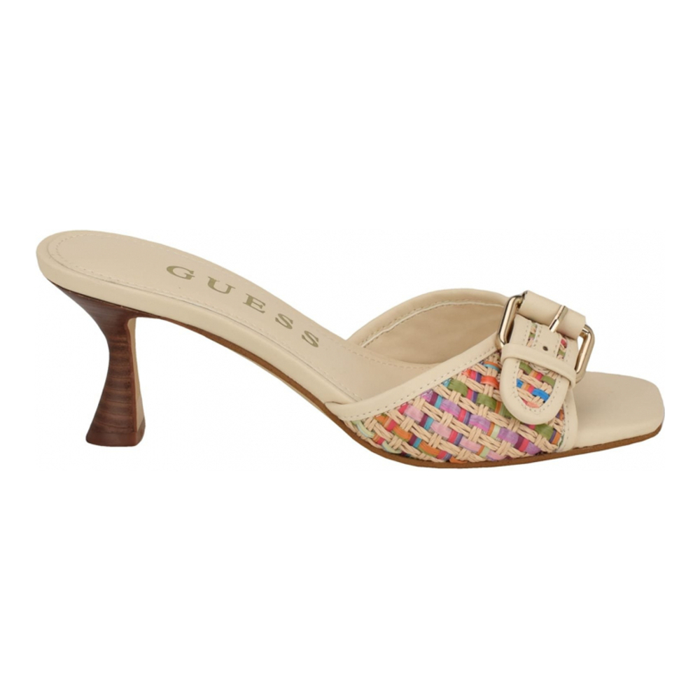 Women's 'Dista Buckled Logo Kitten' High Heel Mules