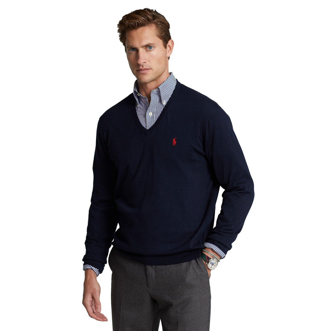 'Cotton V-Neck Sweater' pour Hommes