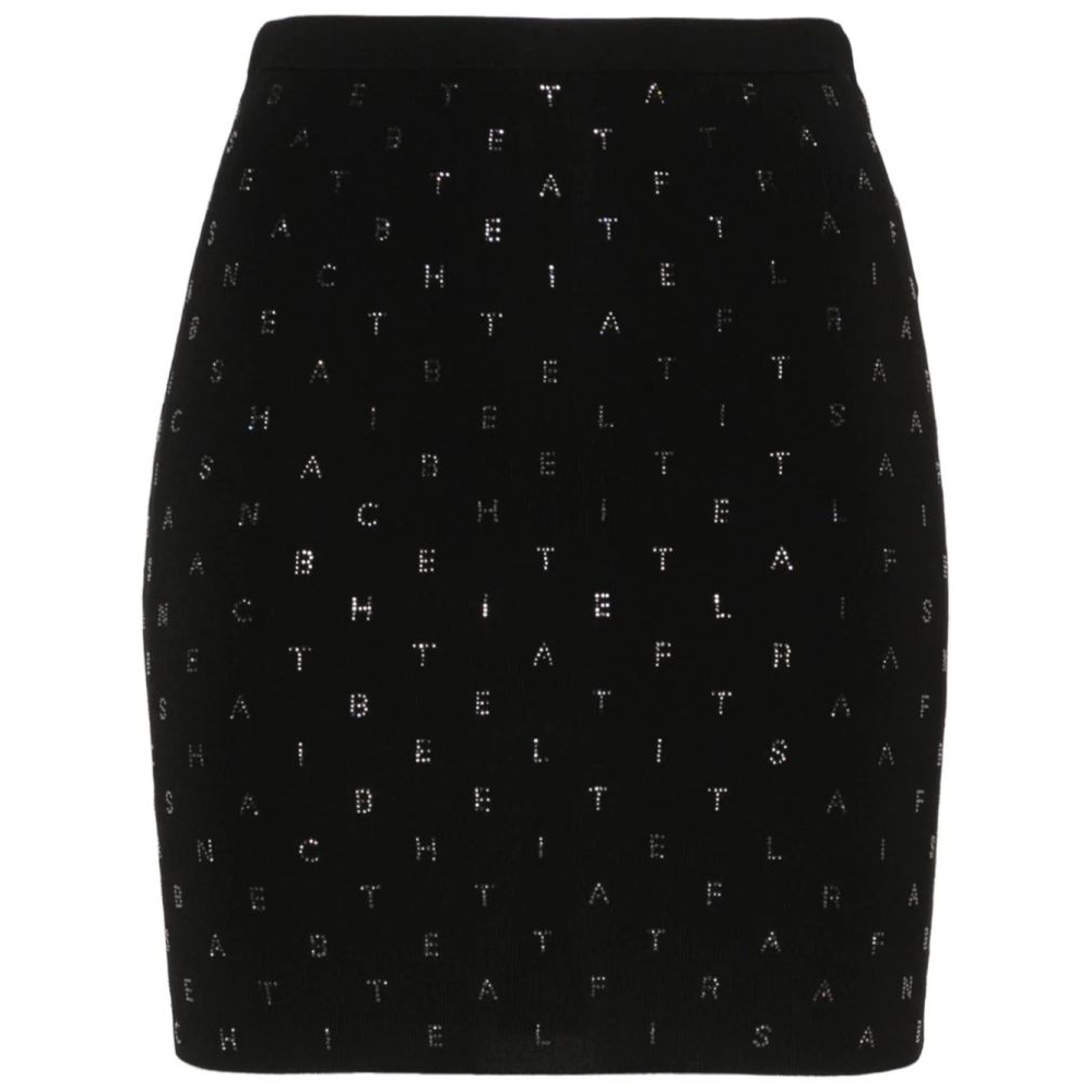 'Crystal-Lettering Ribbed' Mini Rock für Damen