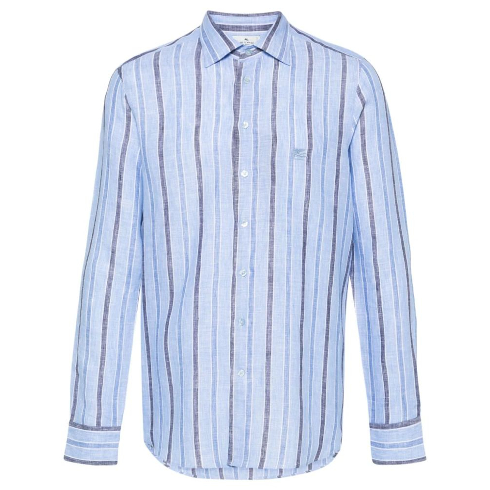 Chemise en lin 'Pegaso-Embroidered Striped' pour Hommes