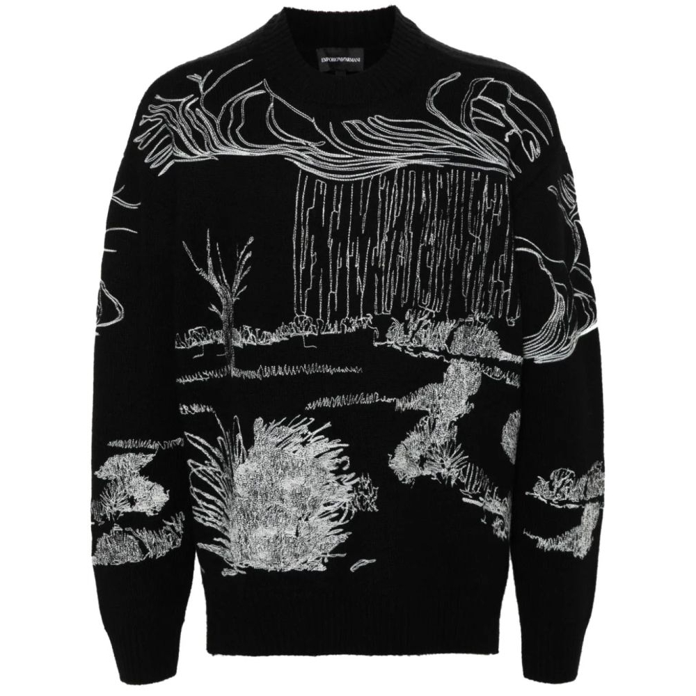 Men's 'Embroidered Abstract-Pattern' Sweater