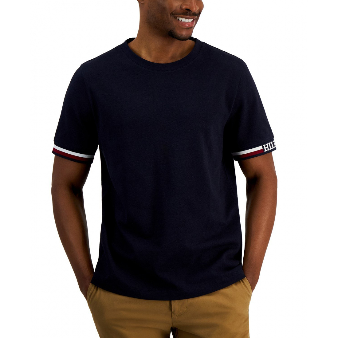 'Monotype Logo Stripe Tipped' T-Shirt für Herren