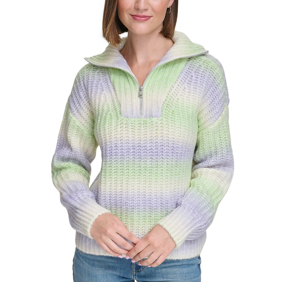 'Space-Dyed Half-Zip' Pullover für Damen