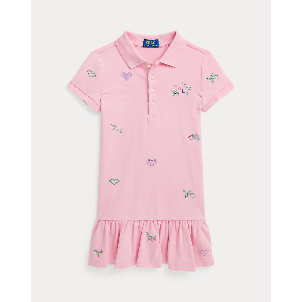 'Embroidered' Polo-Kleid für kleinkind & kleine Mädchen