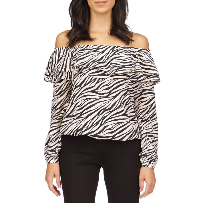 Women's 'Tiger Ruffle' Off the shoulder top