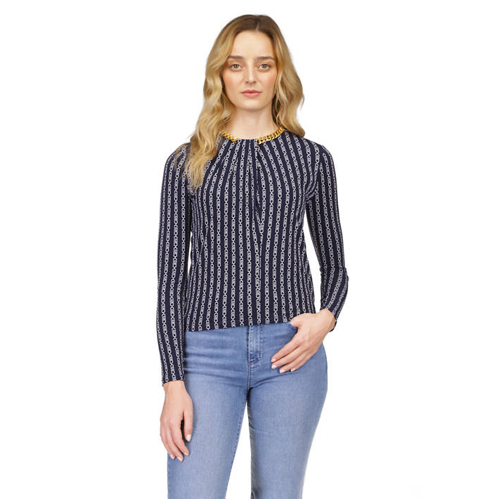 'Empire Chain Necklace Long Sleeve Top' pour Femmes