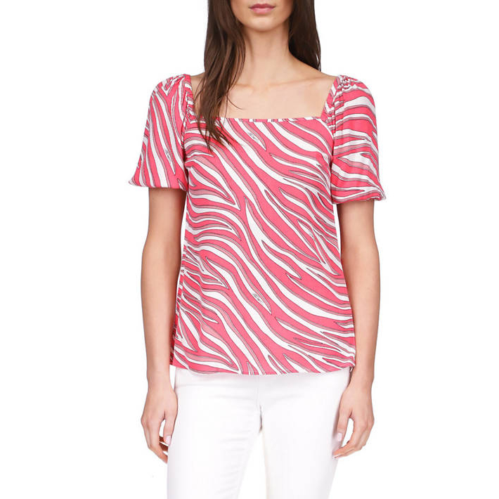 'Zebra Square Neck Top' pour Femmes