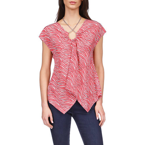 Top à manches courtes 'Zebra Handkerchief Hem Chain' pour Femmes