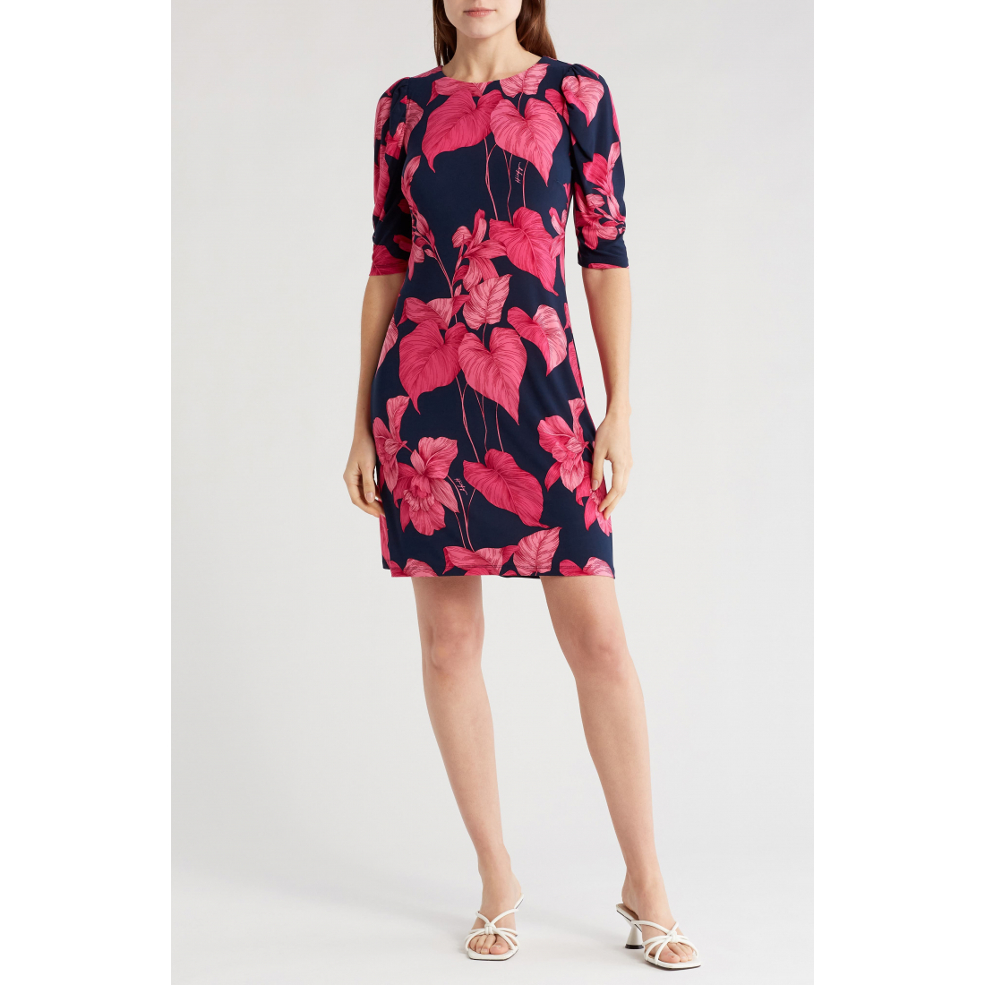 Women's 'Island Orchid Ruched Sleeve' Mini Dress