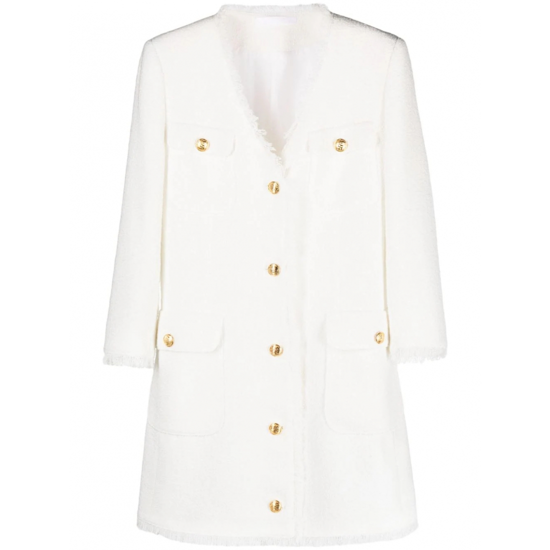 Blazer 'Frayed-Edge Crop-Sleeve' pour Femmes