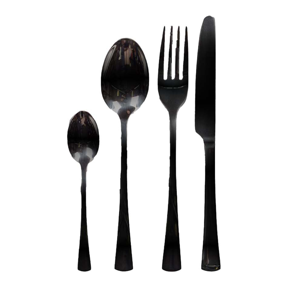 Shiny Black Cutlery Set - 24 Pieces