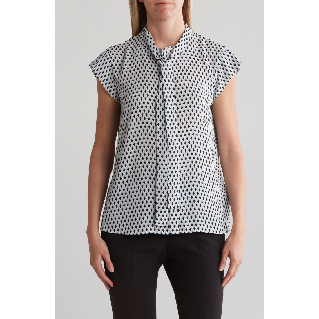 'Tie Neck Button-Up' Hemd für Damen