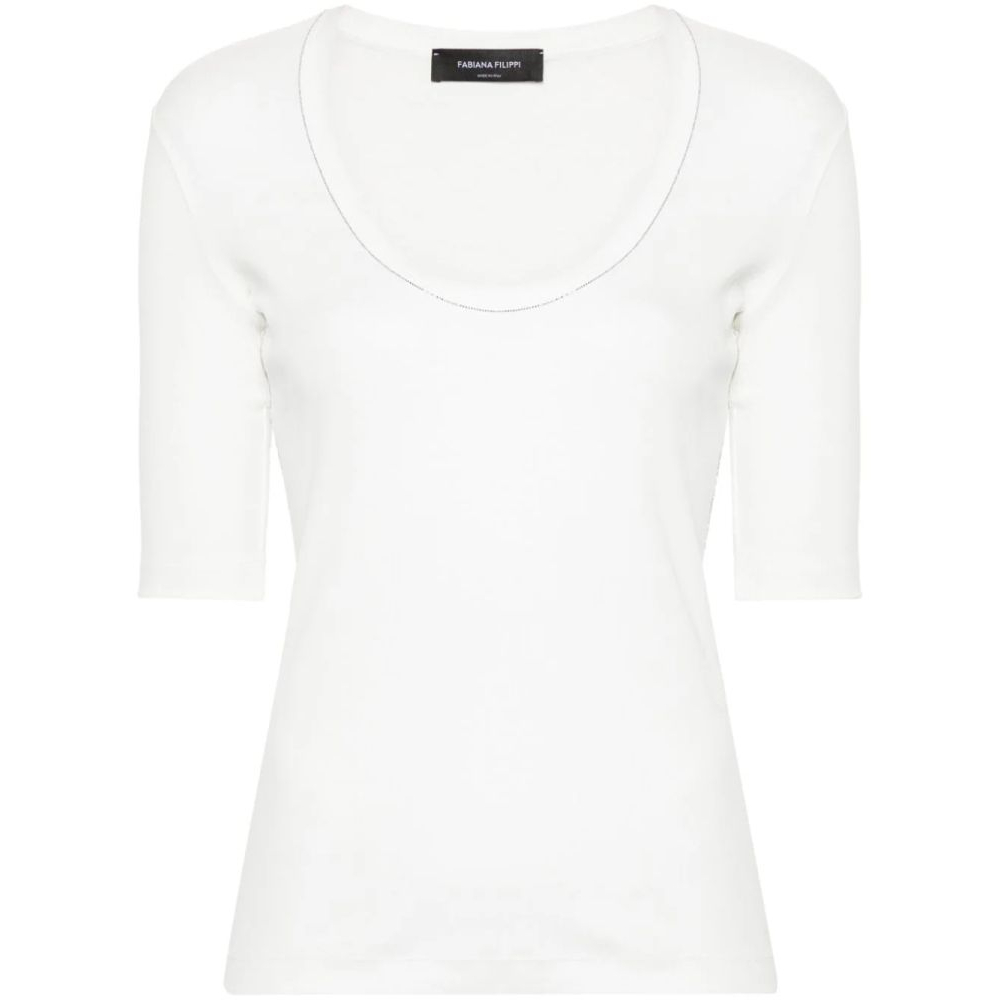 T-shirt 'Chain-Detailed Ribbed' pour Femmes