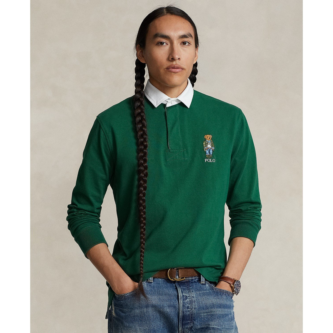 Men's 'Classic-Fit Polo Bear Rugby' Long-Sleeve Polo Shirt