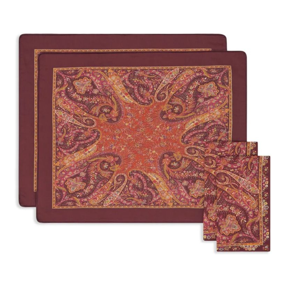 Set de Table et Serviette 'Paisley-Print' - 50 x 40 cm - 2 Pièces