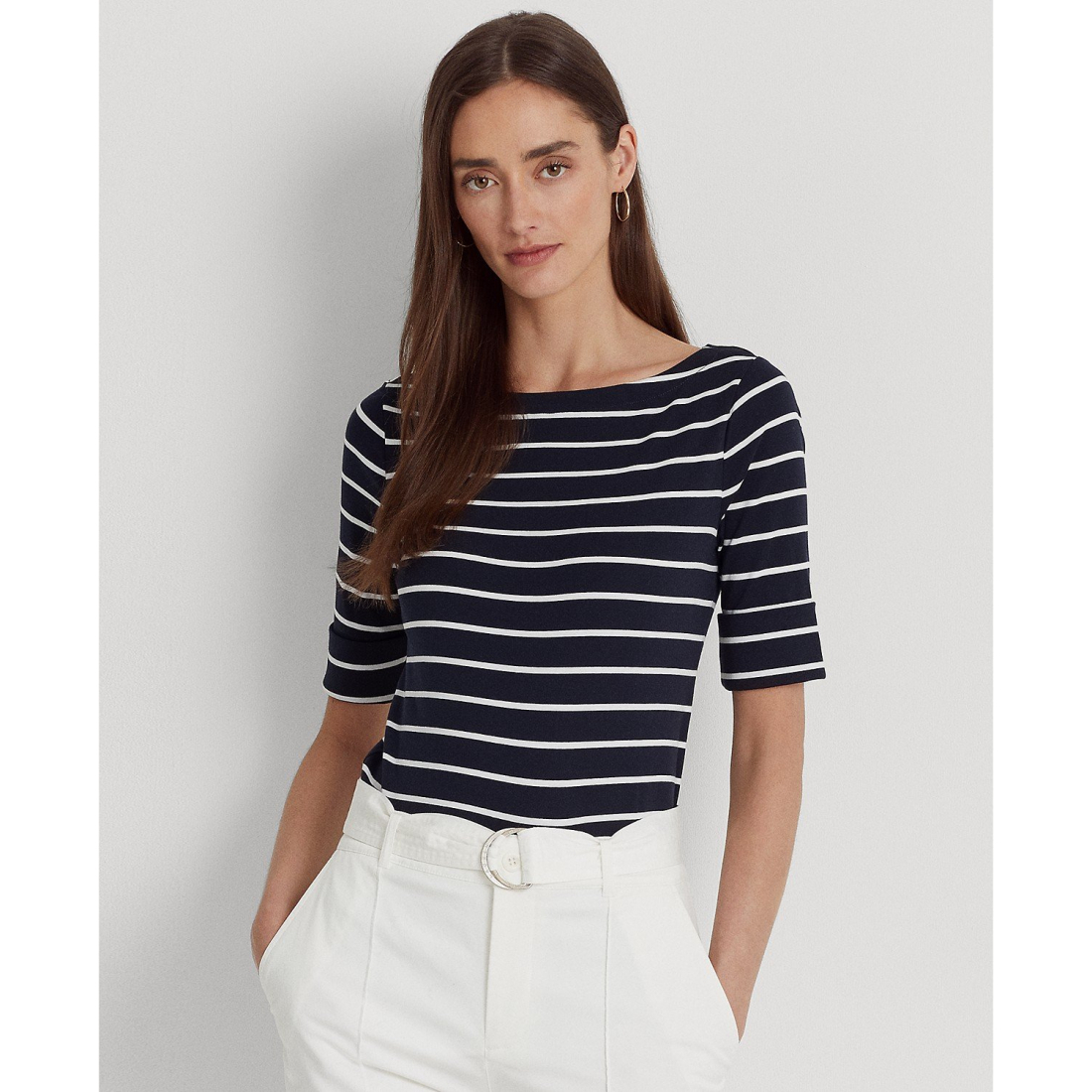 'Striped Boatneck Top' pour Femmes