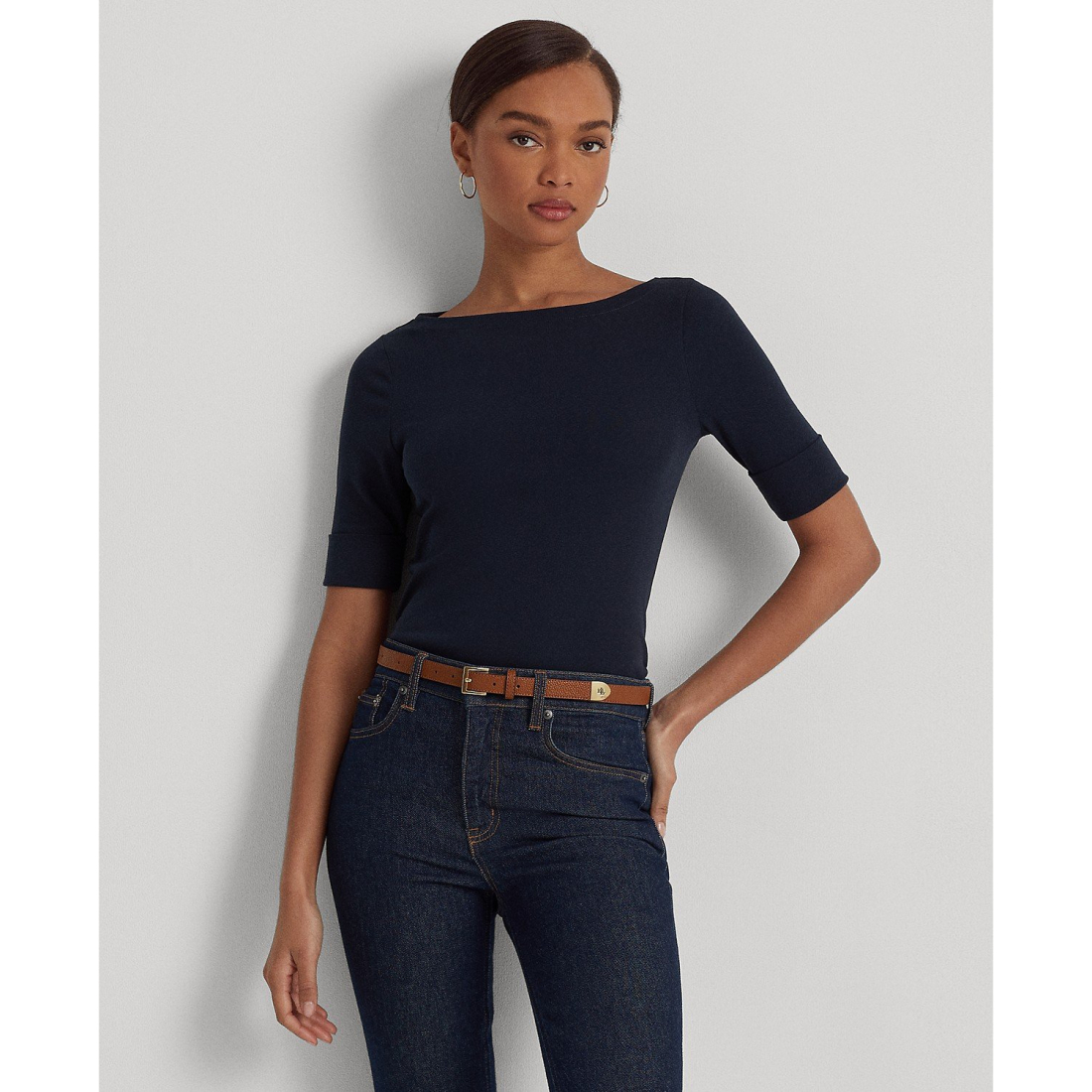 'Stretch Boatneck Top, Regular & Petite' pour Femmes