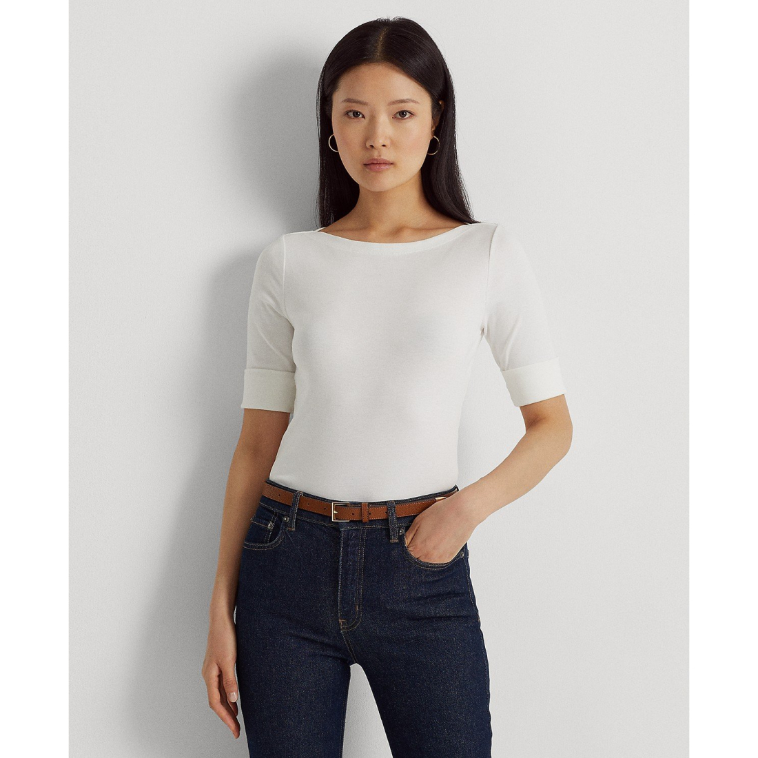 'Stretch Boatneck Top, Regular & Petite' pour Femmes