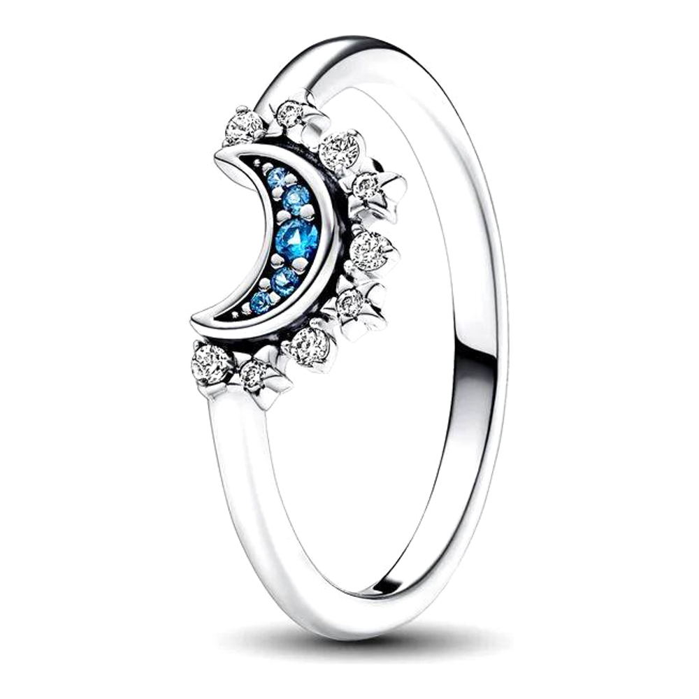 Women's 'Celestial Blue Sparkling Moon' Ring