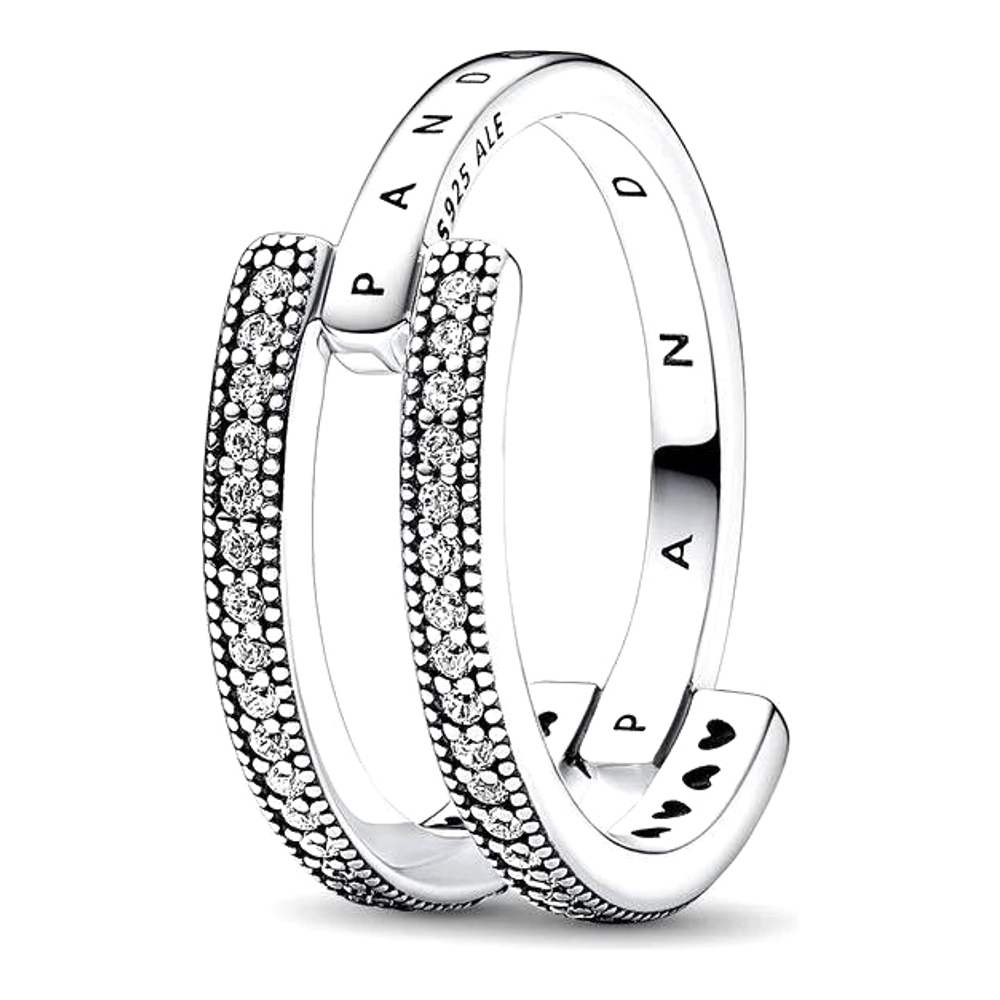 Women's 'Logo & Pavé Double Band' Ring