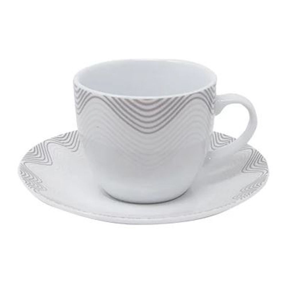 'Lago' Coffee Cup & Saucer Set - 11.2 cm - 80 ml, 6 Pieces