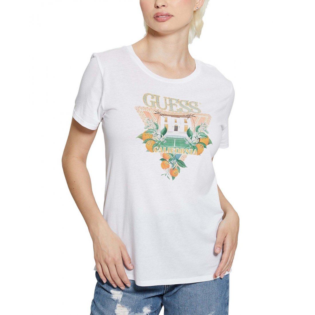 T-shirt 'Embellished Mansion Logo Easy' pour Femmes