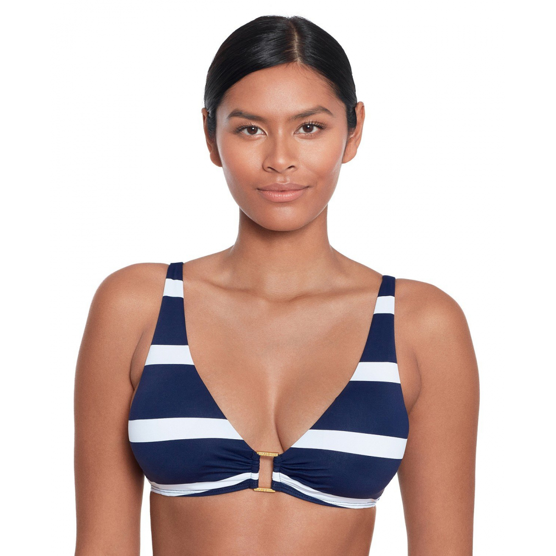 'Striped O-Ring Bikini Top' pour Femmes
