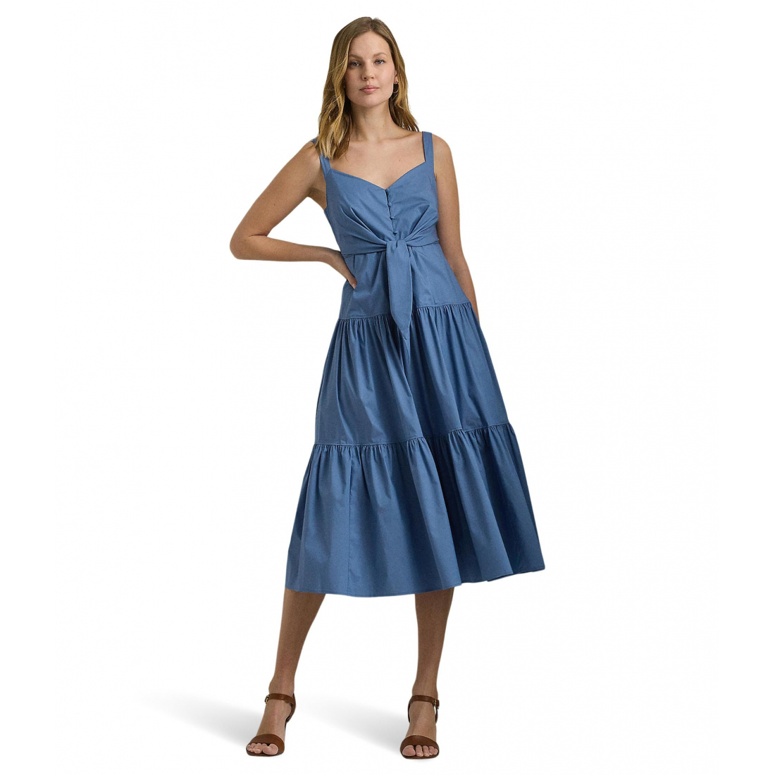 Women's 'Cotton-Blend Tie-Front Tiered Dress'