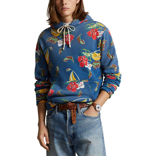 'Sailboat-Floral Fleece Hoodie' pour Hommes