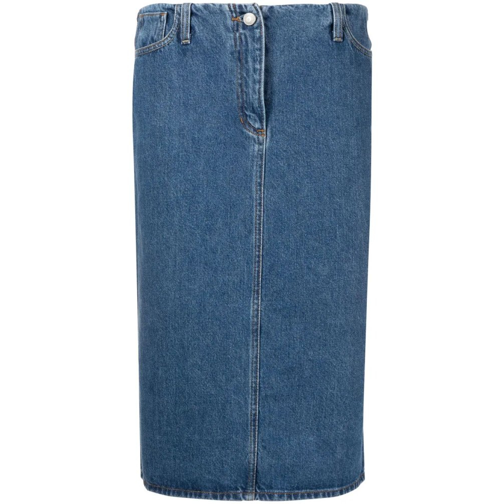 Jupe en Jean 'Engraved-Logo Pencil' pour Femmes