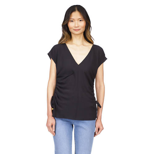 Blouse à manches courtes 'V-Neck Side Ruched' pour Femmes