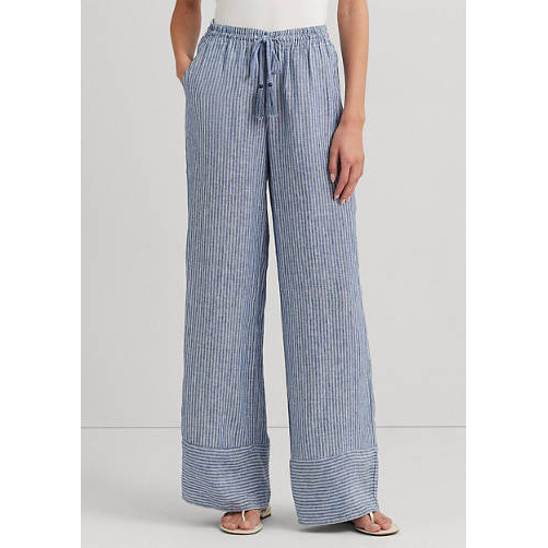 Women's 'Pinstripe Linen Wide Leg' Trousers