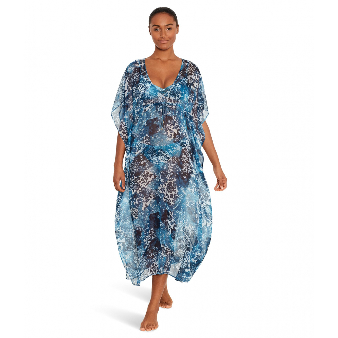 Tunique 'Indigo Patchwork Midi Caftan' pour Femmes