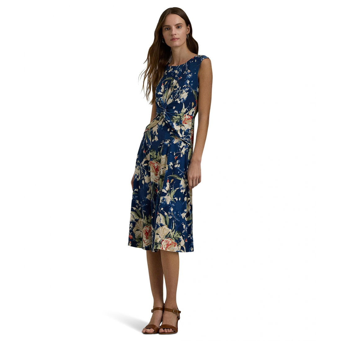 'Floral Twist-Front Stretch Jersey Dress' pour Femmes