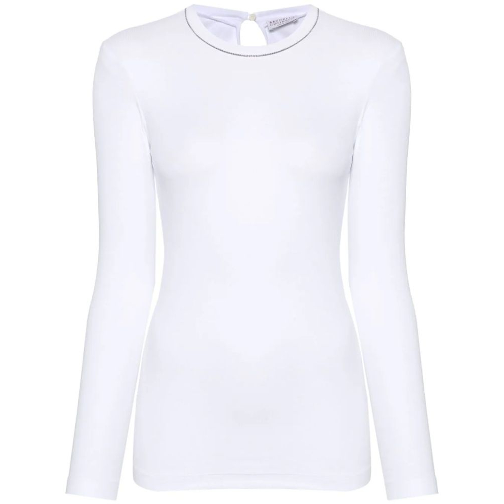 T-Shirt manches longues 'Beaded-Trim' pour Femmes