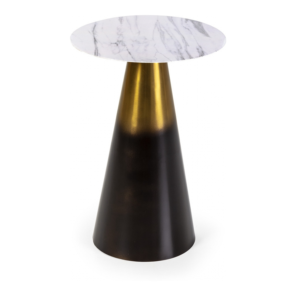 Side Table 34X34X49 Artificial Marble/Iron White/Golden/Black