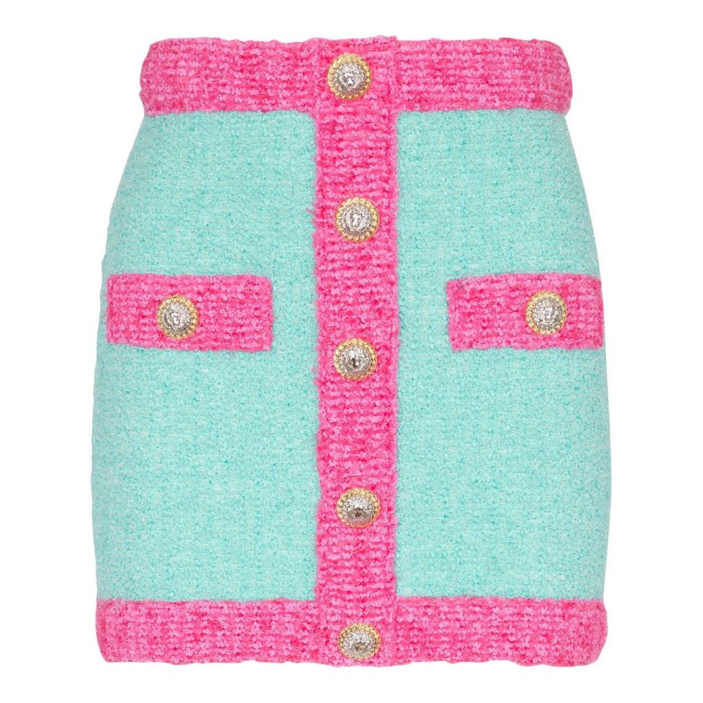 Mini Jupe 'Button-Embellished Bouclé' pour Femmes