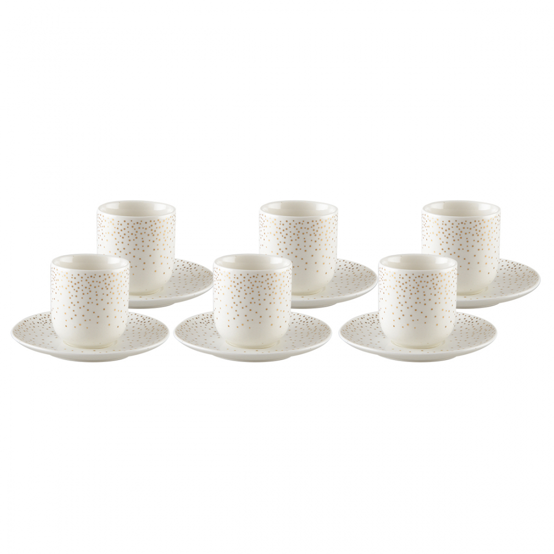 Tasses Café 90Ml Plumetis Doré - Lot De 6