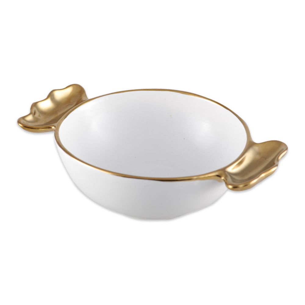 Candy Bowl White Porcelain Goldhandles