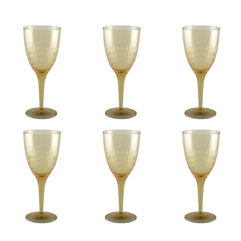 Verres A Vin Jaune Acrylique - Lot De 6