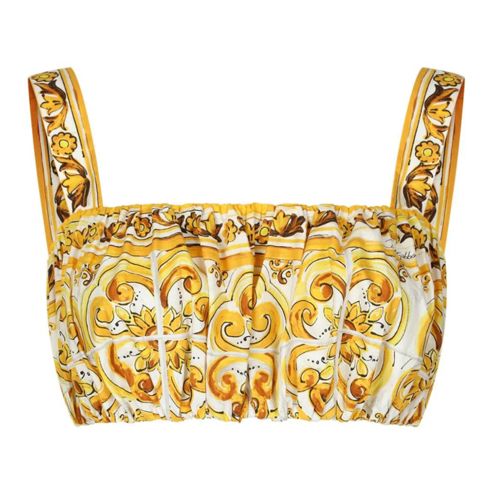 Crop Top 'Majolica-Print' pour Femmes