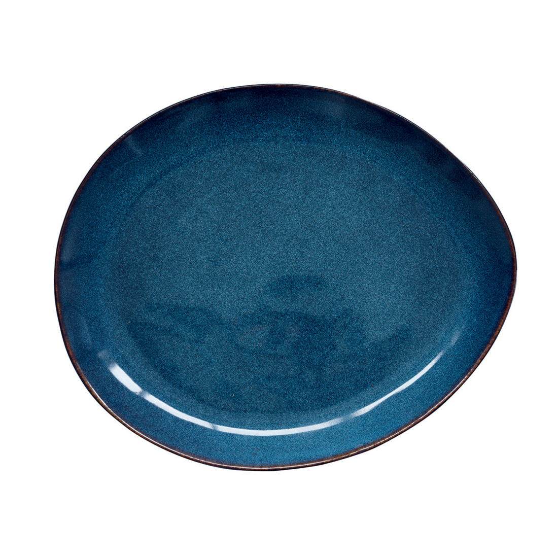 Set Of 4 Dinner Plates 28.5x24 cm In Genesis Blue Stoneware
