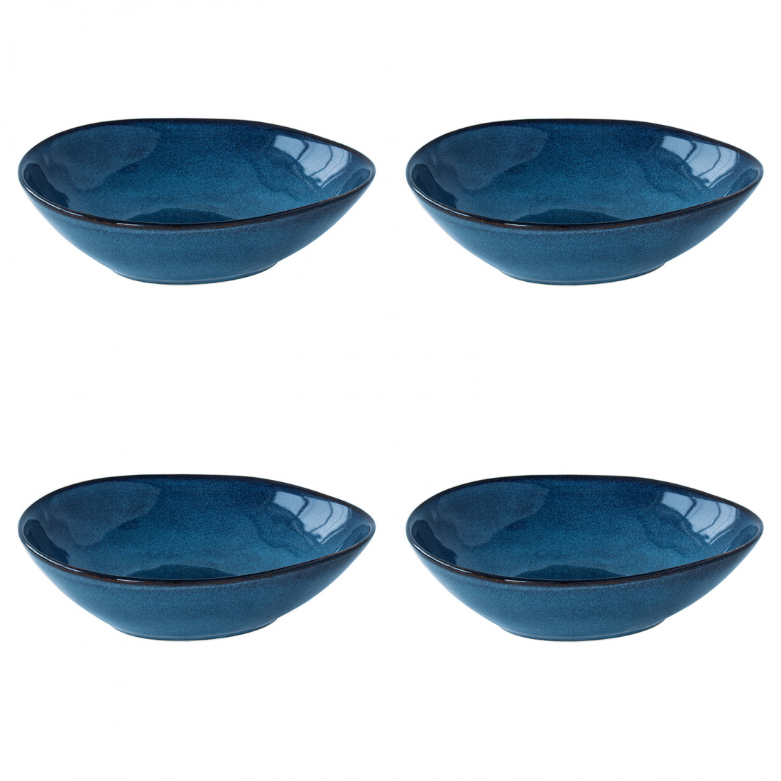 Set Of 4 Deep Plates 21x17 cm In Genesis Blue Stonware